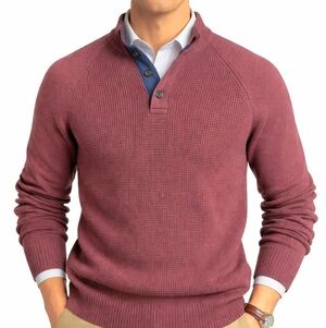Weatherproof Vintage Mens XL Thermal Waffle Knit Henley Sweater Preppy Old Money